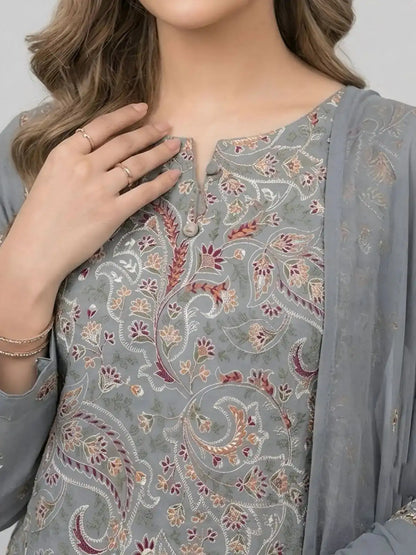 3PC PURE. LAWN .HEAVY EMBROIDERED
