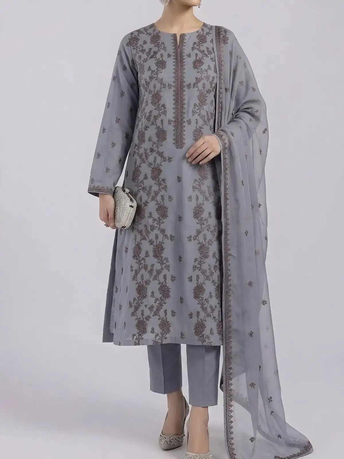 3PC PURE. LAWN .HEAVY EMBROIDERED