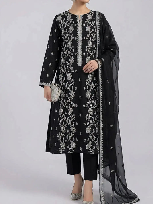 3PC PURE. LAWN .HEAVY EMBROIDERED