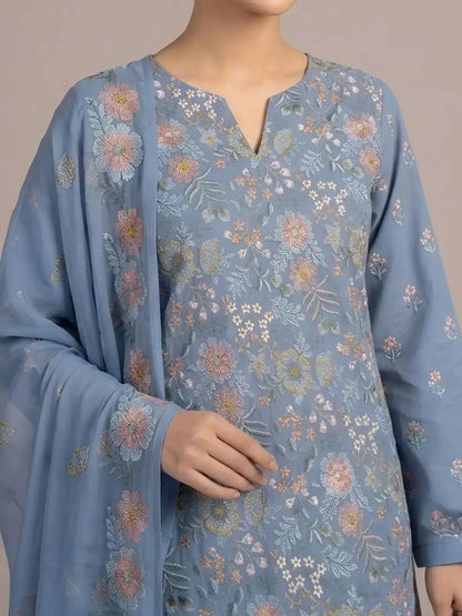 3PC PURE. LAWN .HEAVY EMBROIDERED