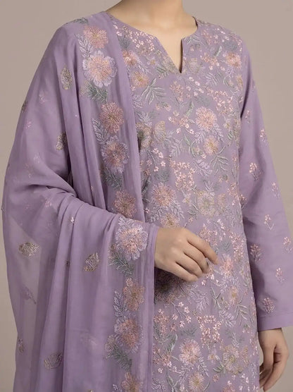 3PC PURE. LAWN .HEAVY EMBROIDERED
