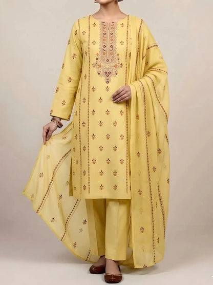 3PC PURE. LAWN .HEAVY EMBROIDERED