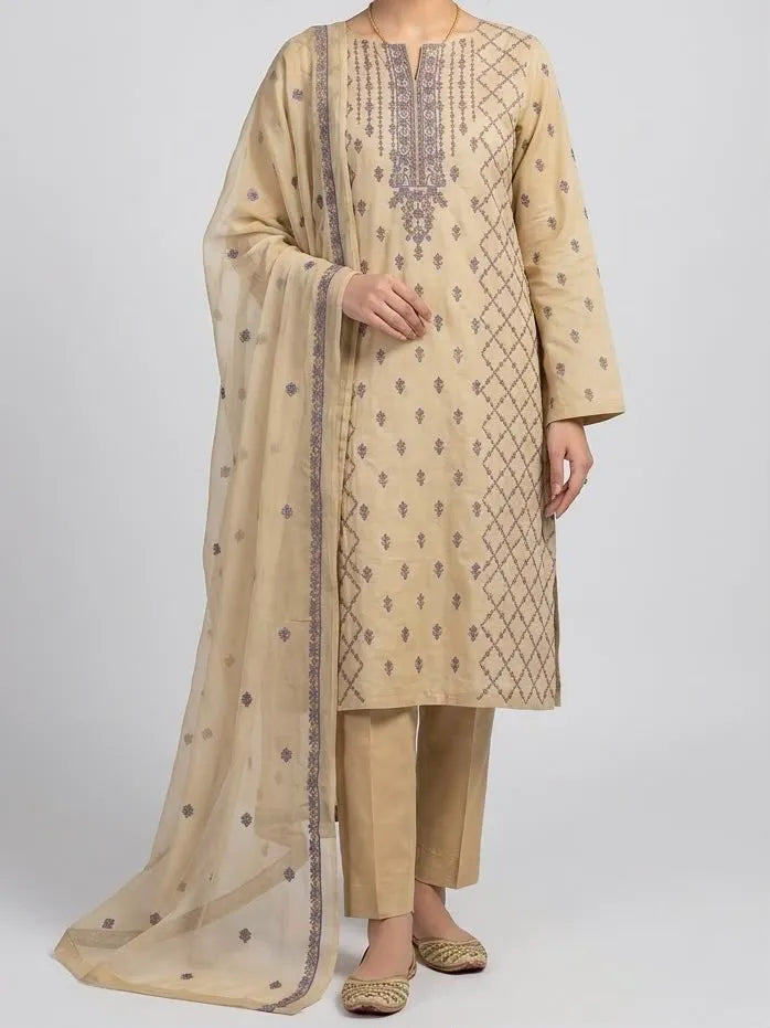 3PC PURE. LAWN HEAVY EMBROIDERED