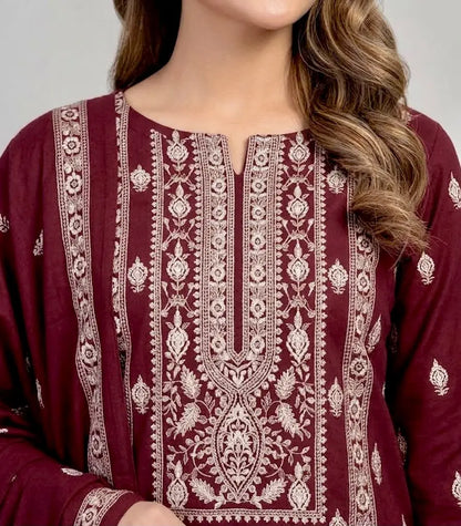 3PC PURE DHANAK ELEGANCE EMBROIDERED