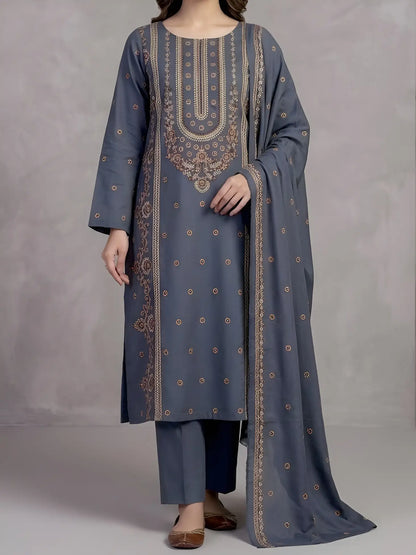 3PC PURE DHANAK ELEGANCE EMBROIDERED