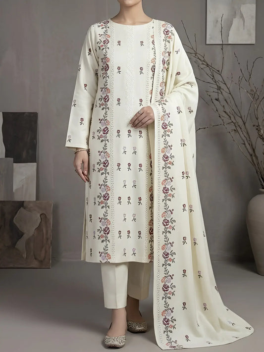 3PC PURE DHANAK ELEGANCE EMBROIDERED