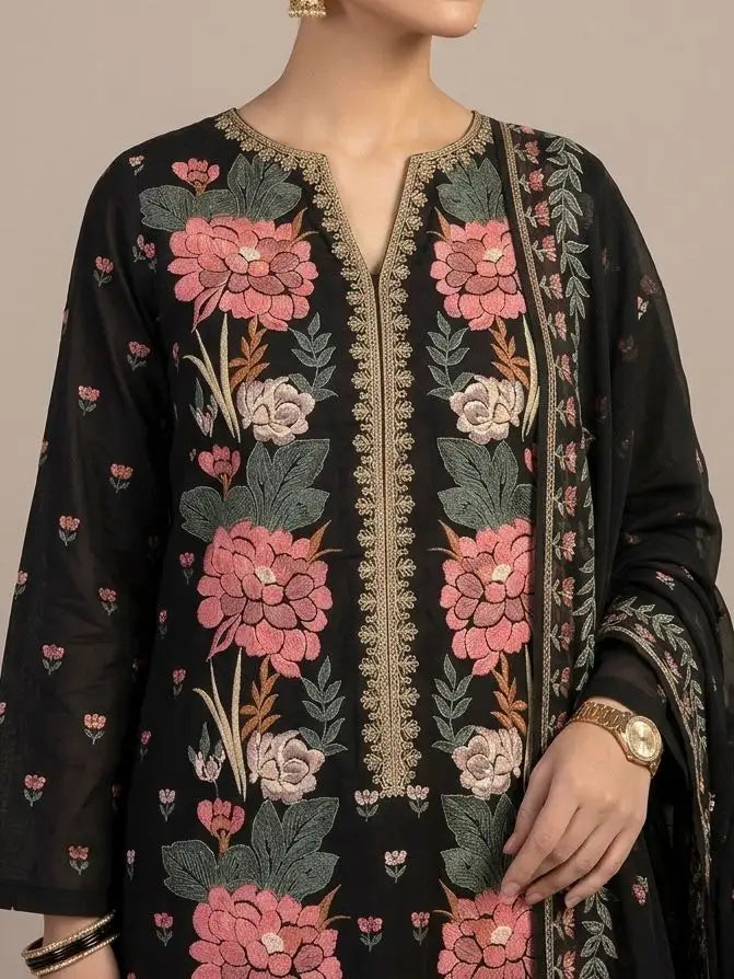 3PC PURE LAWN HEAVY. EMBROIDERED