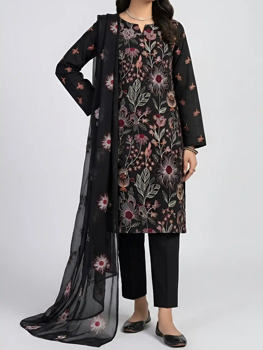 3PC PURE LAWN HEAVY EMBROIDERED