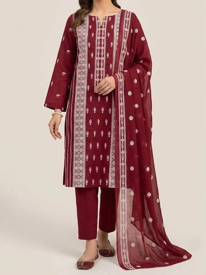 3PC PURE. LAWN HEAVY EMBROIDERED