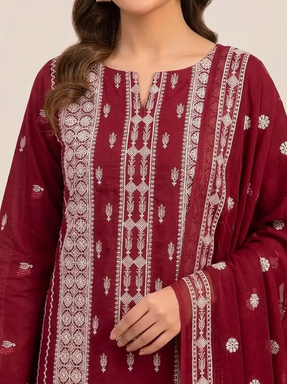 3PC PURE. LAWN HEAVY EMBROIDERED