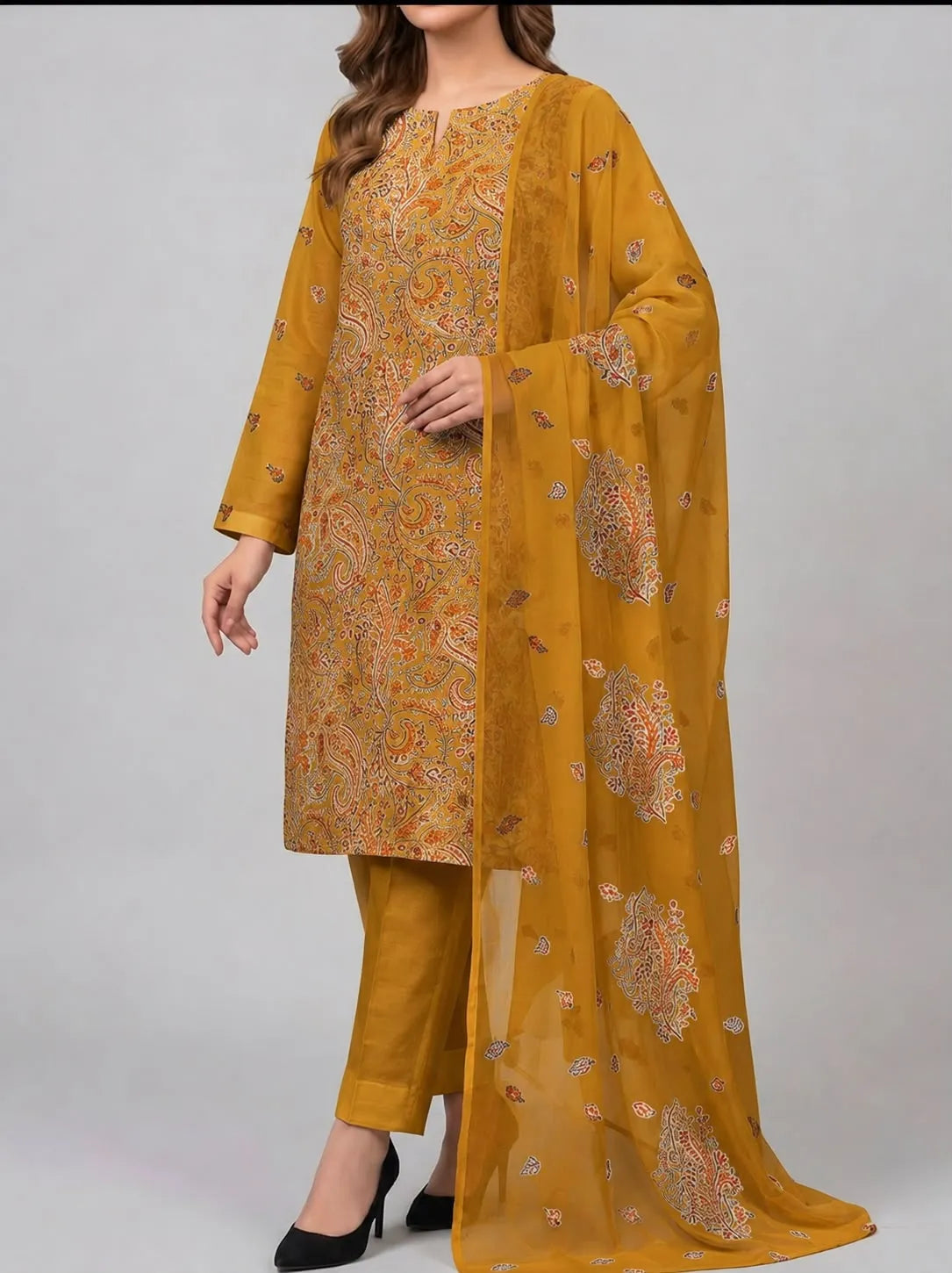 3PC PURE. LAWN HEAVY EMBROIDERED