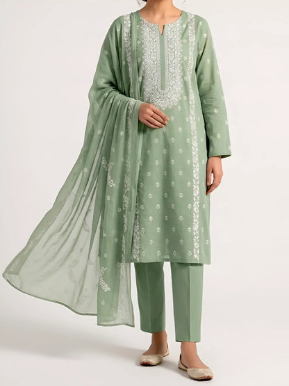 3PC PURE LAWN HEAVY. EMBROIDERED