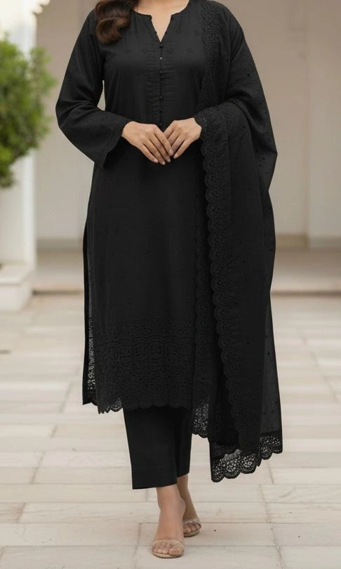 3PC PURE SLUB VISCOS BORING CHICKEN EMBROIDERED