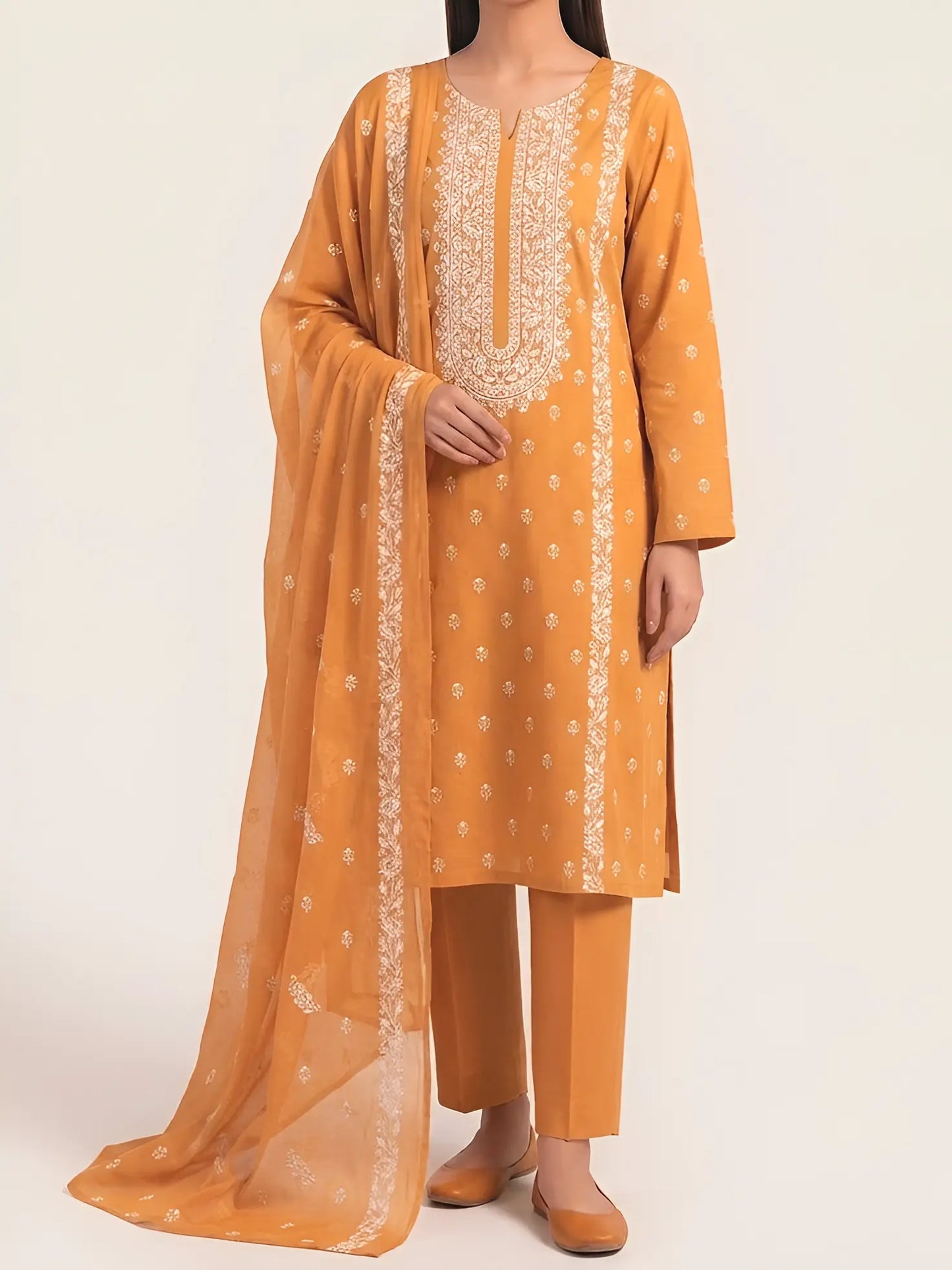 3PC PURE LAWN HEAVY. EMBROIDERED