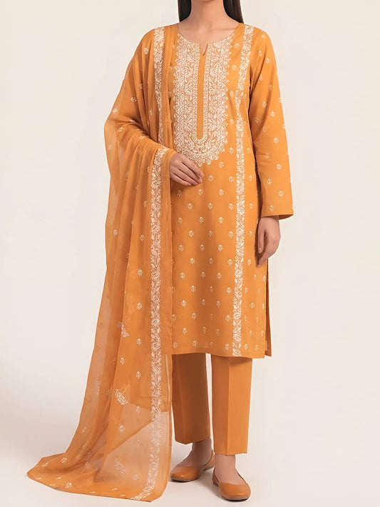 3PC PURE LAWN HEAVY. EMBROIDERED