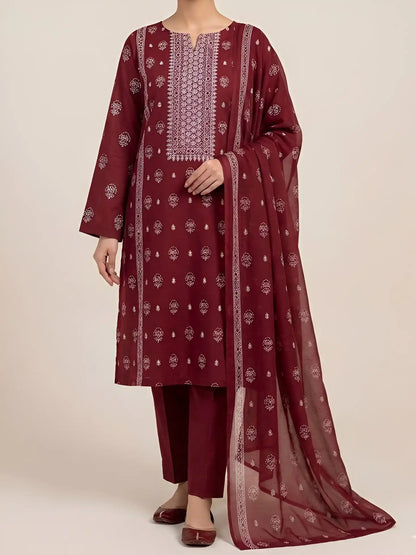 3PC PURE LAWN HEAVY. EMBROIDERED
