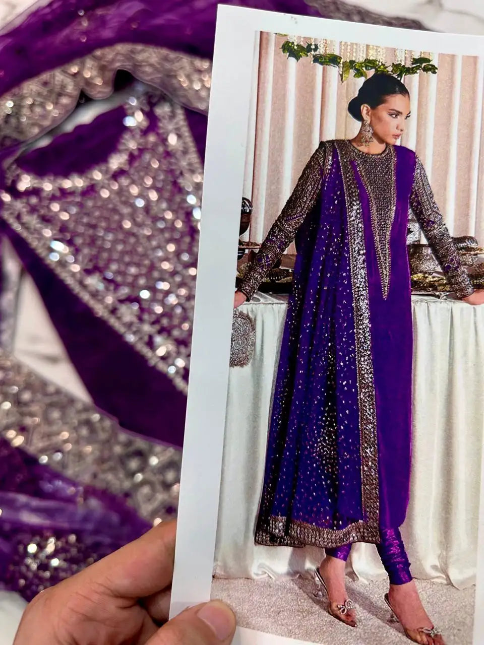 4PC PURPLE RAW SILK FANCY SUIT FULLY EMBROIDERED WORK