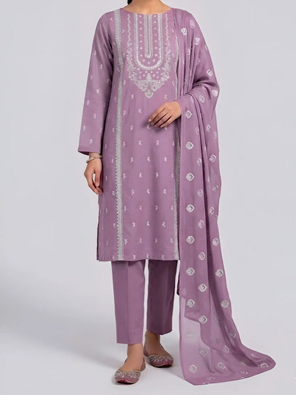 3PC PURE LAWN HEAVY. EMBROIDERED