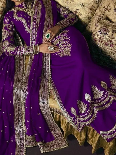 4PC RAW SILK. FANCY SUIT FULLY EMBROIDERED WORK