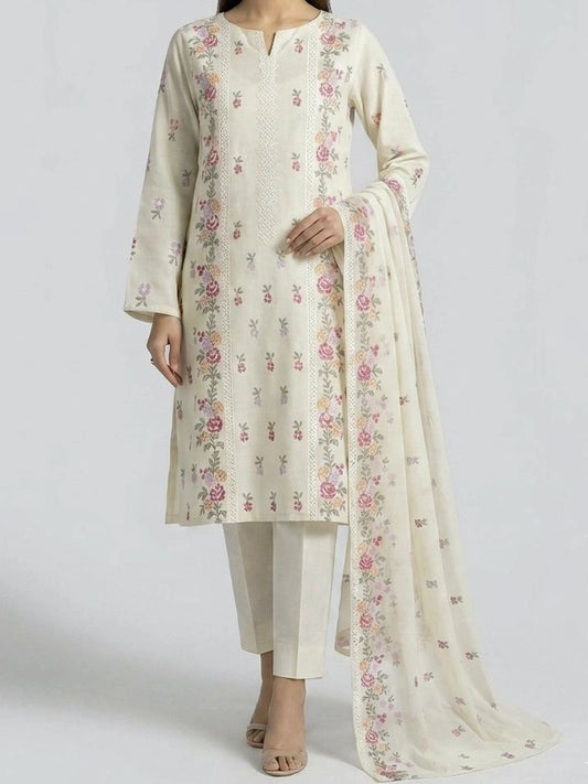 3PC PURE LAWN HEAVY. EMBROIDERED