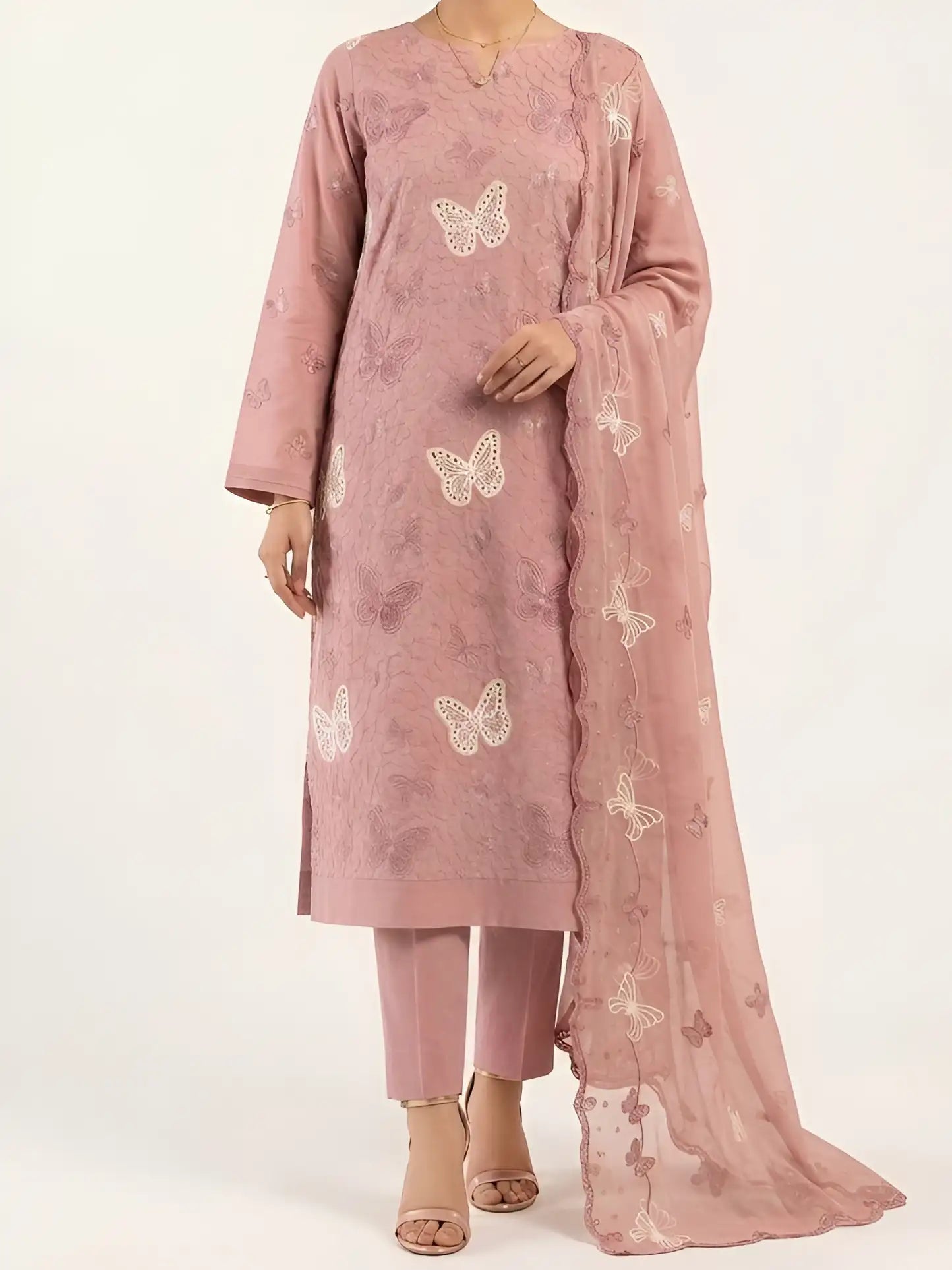 3PC PURE. LAWN .HEAVY EMBROIDERED