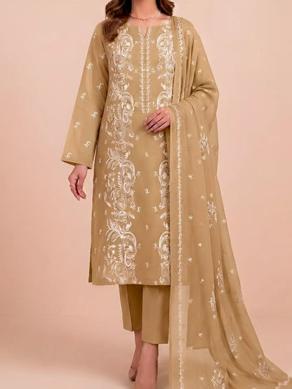 3PC PURE LAWN HEAVY. EMBROIDERED
