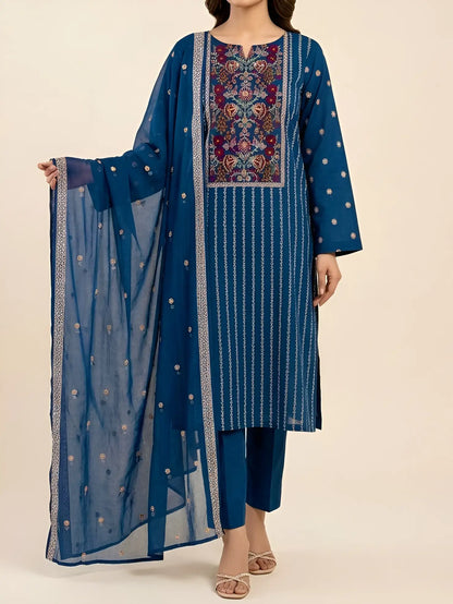 3PC PURE LAWN HEAVY. EMBROIDERED