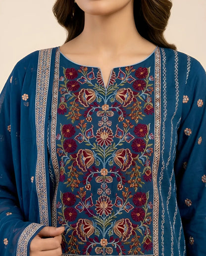 3PC PURE LAWN HEAVY. EMBROIDERED