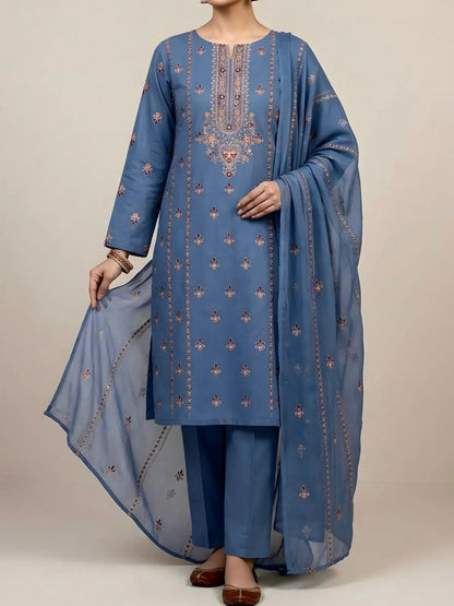 3PC PURE LAWN HEAVY. EMBROIDERED