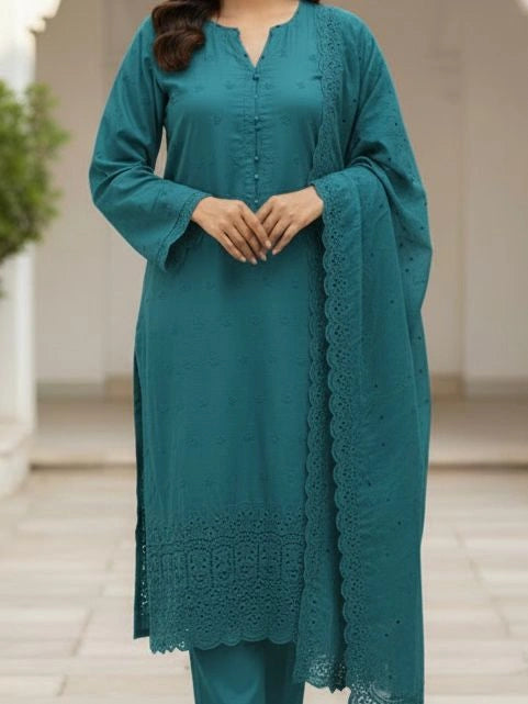 3PC PURE SLUB VISCOS BORING CHICKEN EMBROIDERED