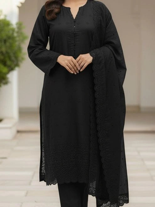 3PC PURE SLUB VISCOS BORING CHICKEN EMBROIDERED