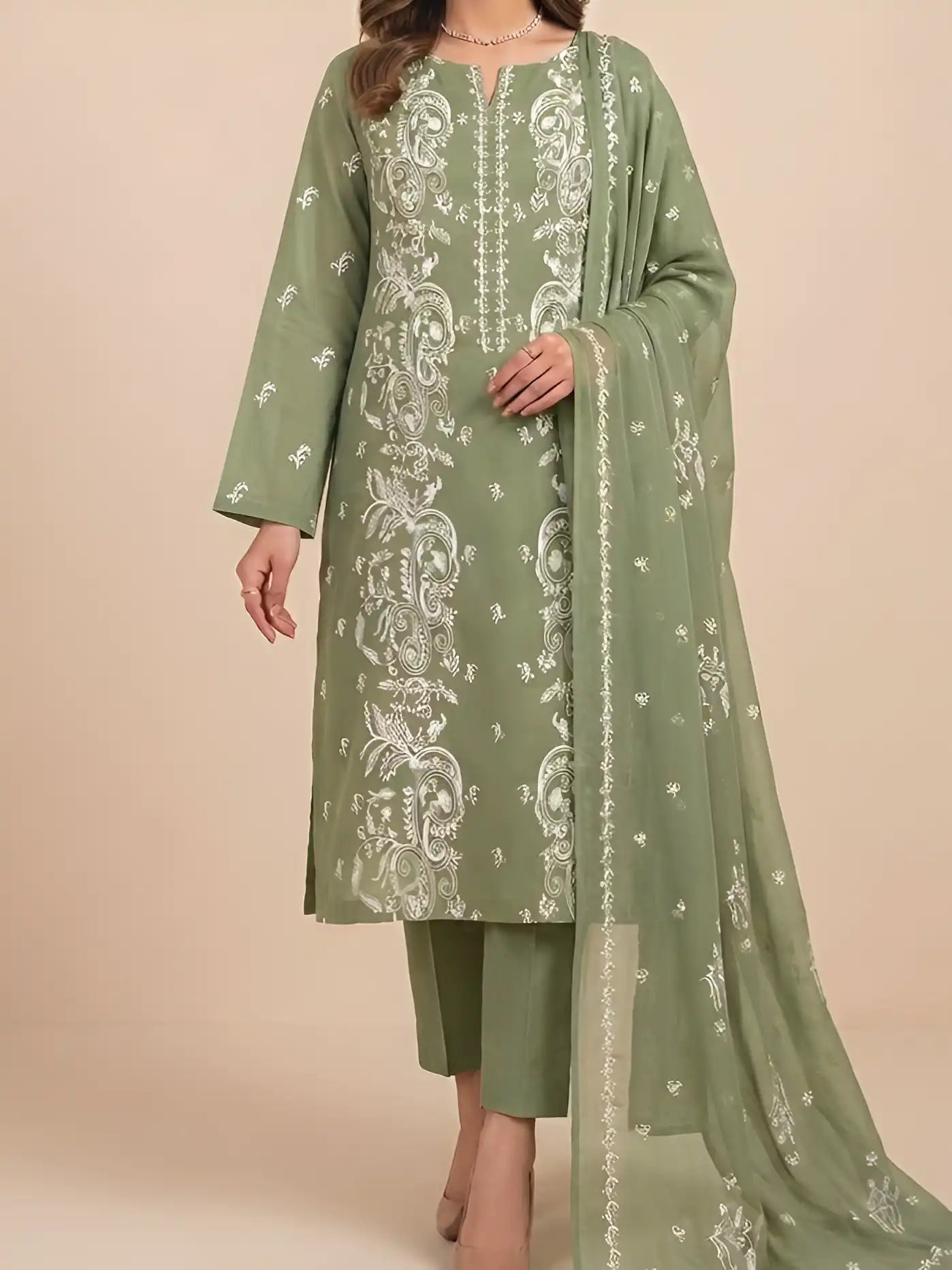 3PC PURE LAWN HEAVY. EMBROIDERED
