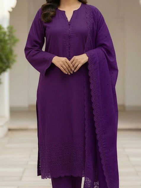 3PC PURE SLUB VISCOS BORING CHICKEN EMBROIDERED