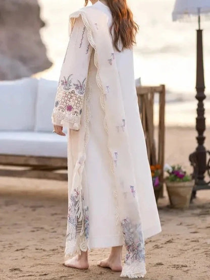 3PC PURE DHANAK HEAVY EMBROIDERED