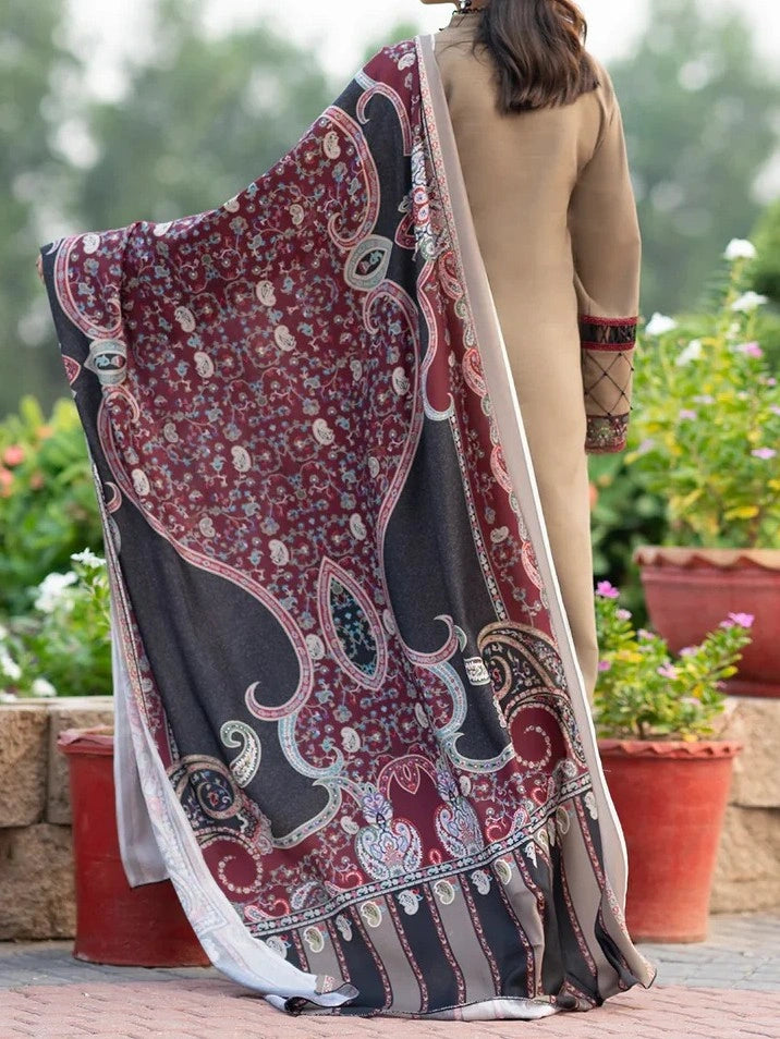 3PC PURE DHANAK HEAVY EMBROIDERED