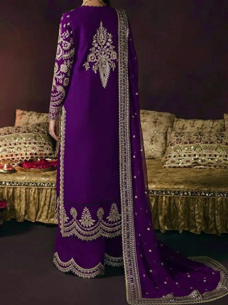 4PC RAW SILK. FANCY SUIT FULLY EMBROIDERED WORK