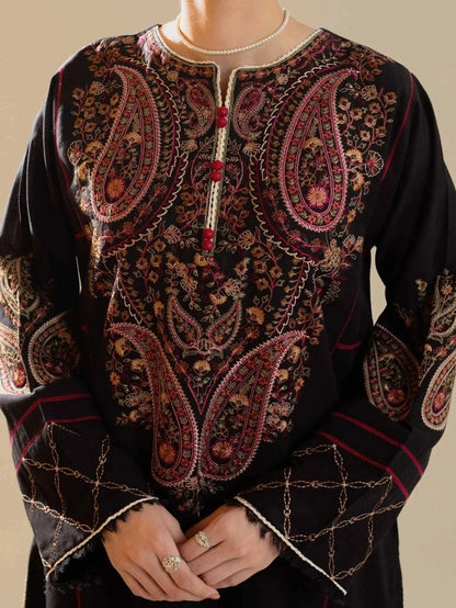 3PC PURE DHANAK HEAVY EMBROIDERED