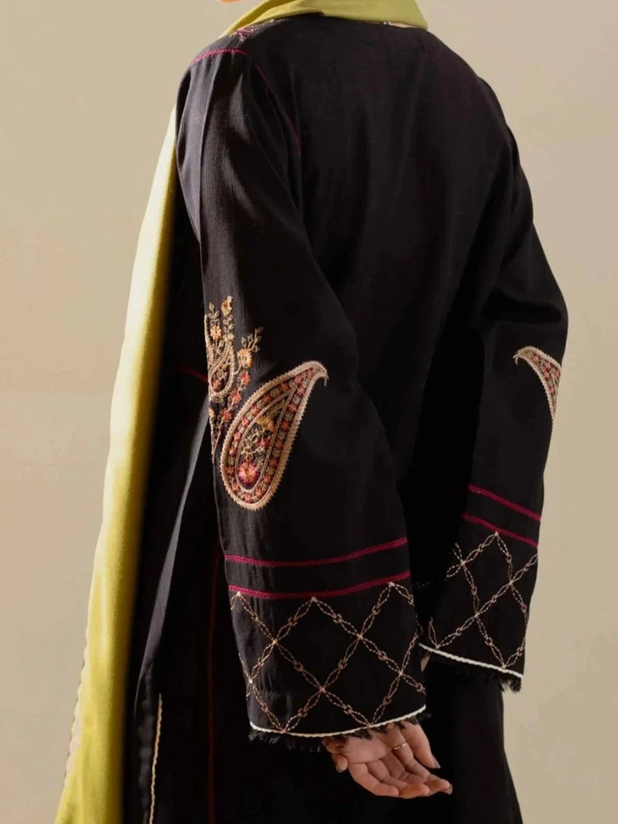 3PC PURE DHANAK HEAVY EMBROIDERED