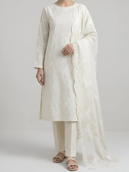 3PC PURE. LAWN .HEAVY EMBROIDERED