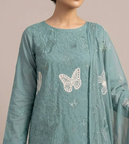 3PC PURE. LAWN .HEAVY EMBROIDERED