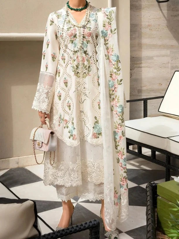 3PC PURE DHANAK HEAVY EMBROIDERED