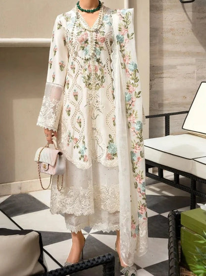 3PC PURE DHANAK HEAVY EMBROIDERED