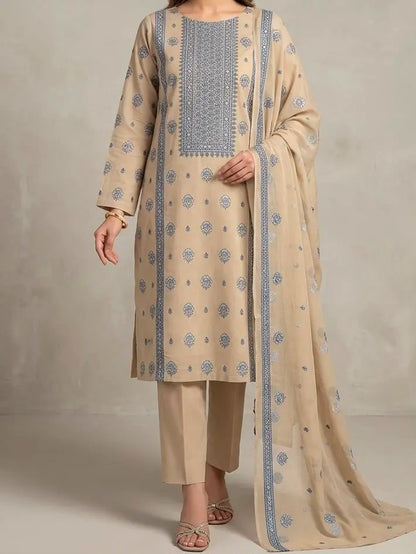 3PC PURE LAWN HEAVY. EMBROIDERED
