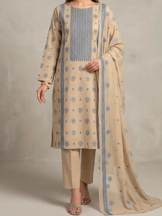 3PC PURE LAWN HEAVY. EMBROIDERED