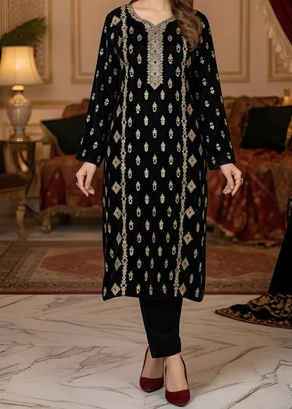 3PC BLACK PURE VELVET FANCY HEAVY EMBROIDERED