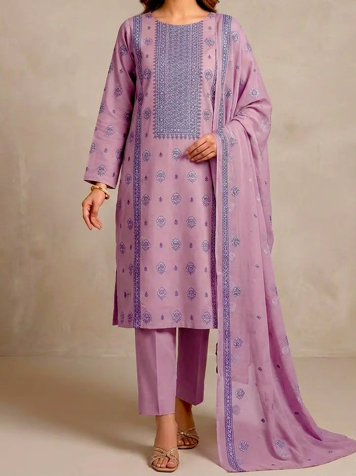 3PC PURE LAWN HEAVY. EMBROIDERED