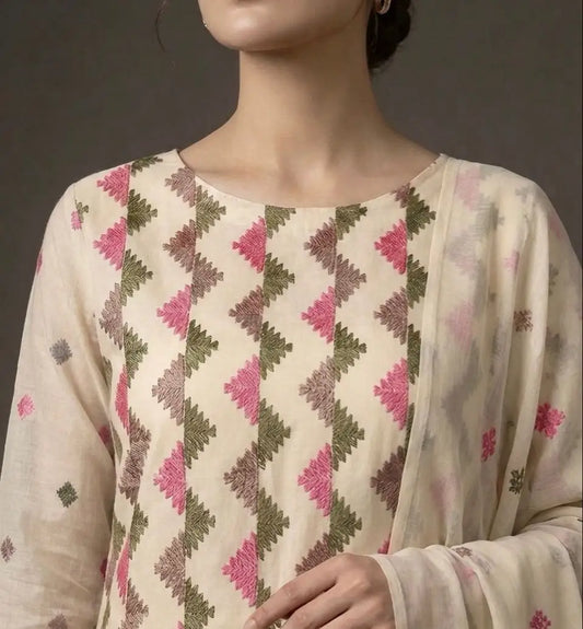3PC PURE LAWN HEAVY. EMBROIDERED