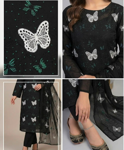 3PC PURE LAWN HEAVY. EMBROIDERED