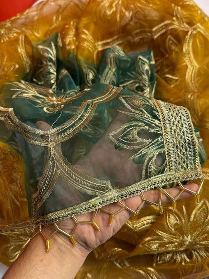 4PC MEHNDI BRANDED FANCY SUIT FULLY EMBROIDERED WORK