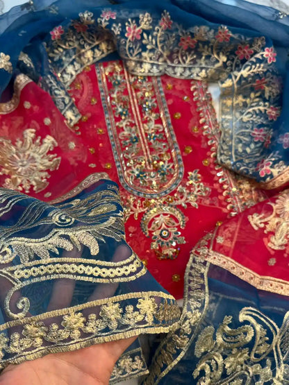 4PC PINK BRANDED FANCY SUIT FULLY EMBROIDERED WORK